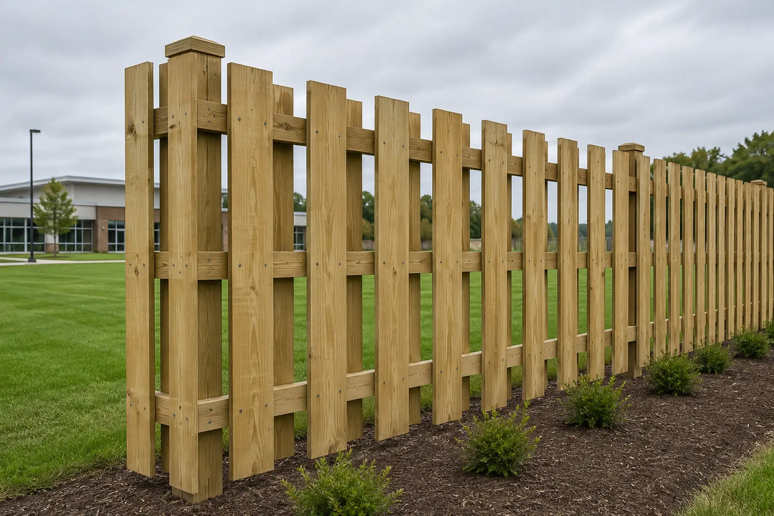 commercial shadowbox wood fence system