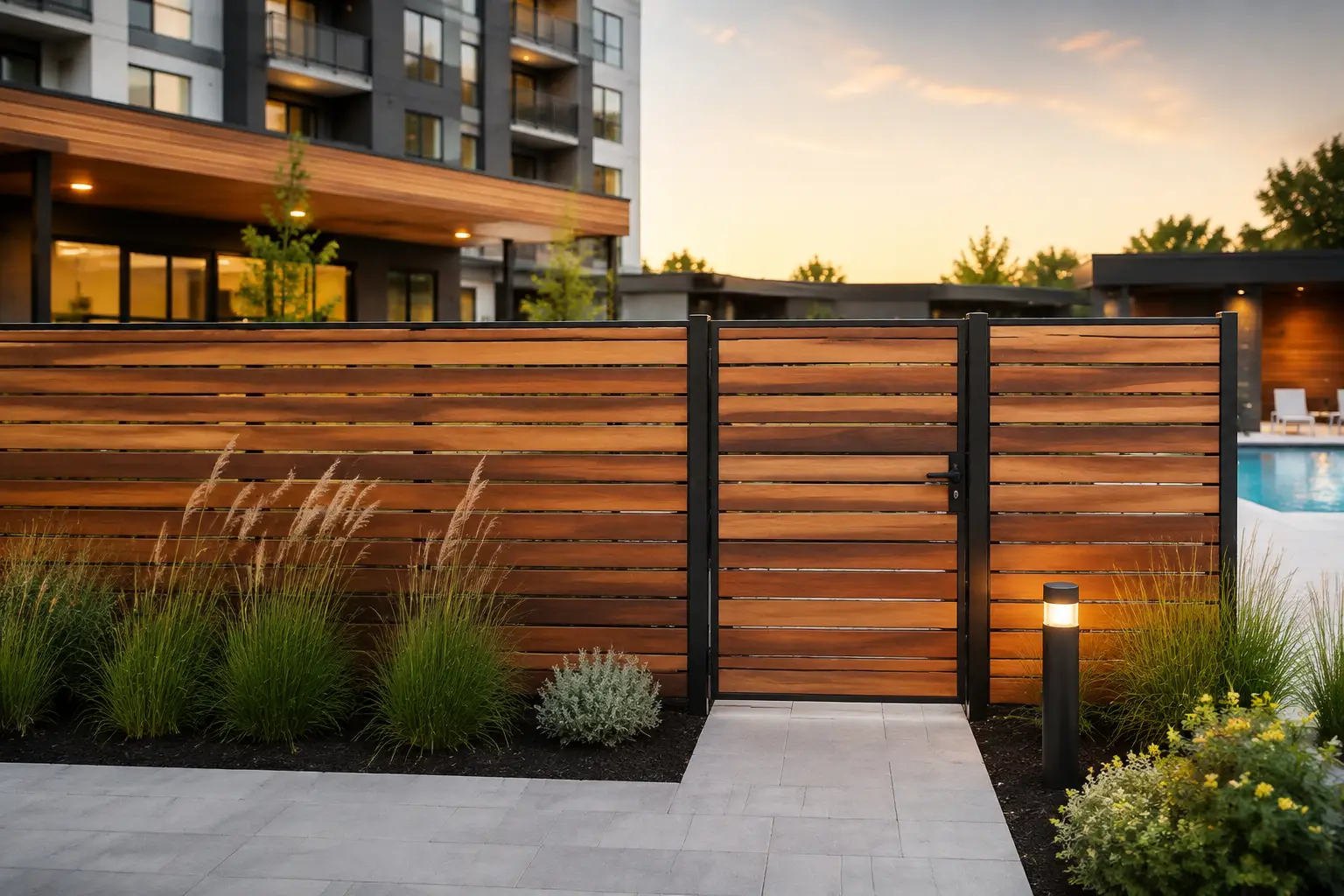 horizontal wood privacy fence system
